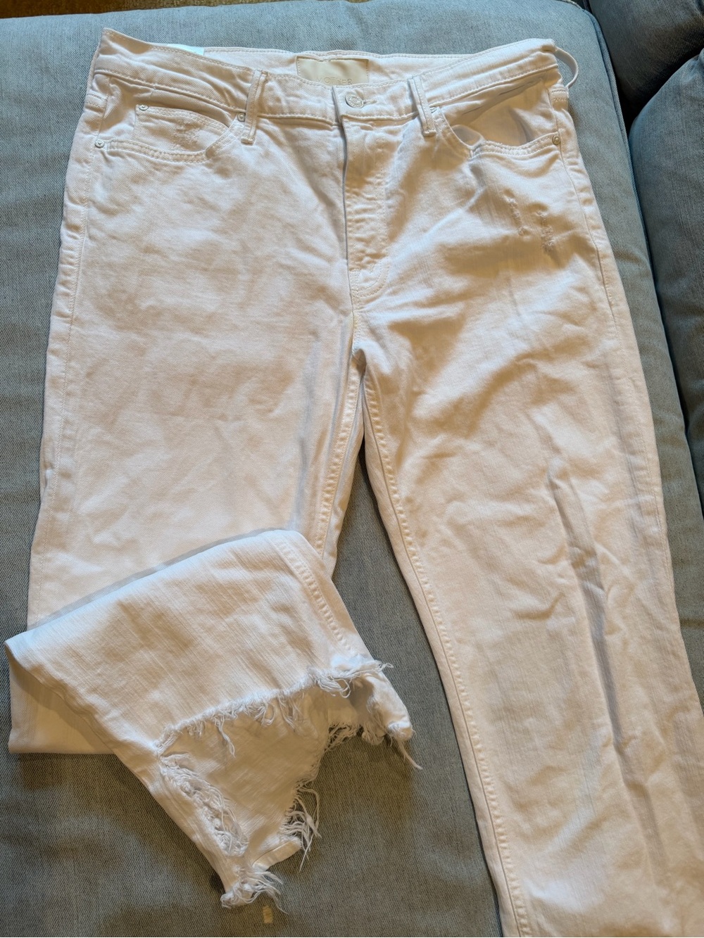 Mother White Frayed Hem Women's Jeans